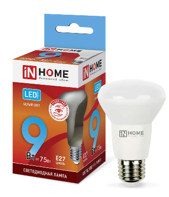 Лампа светодиодная LED-R63-VC 9Вт 230В E27 4000К 720лм IN HOME 4690612024325