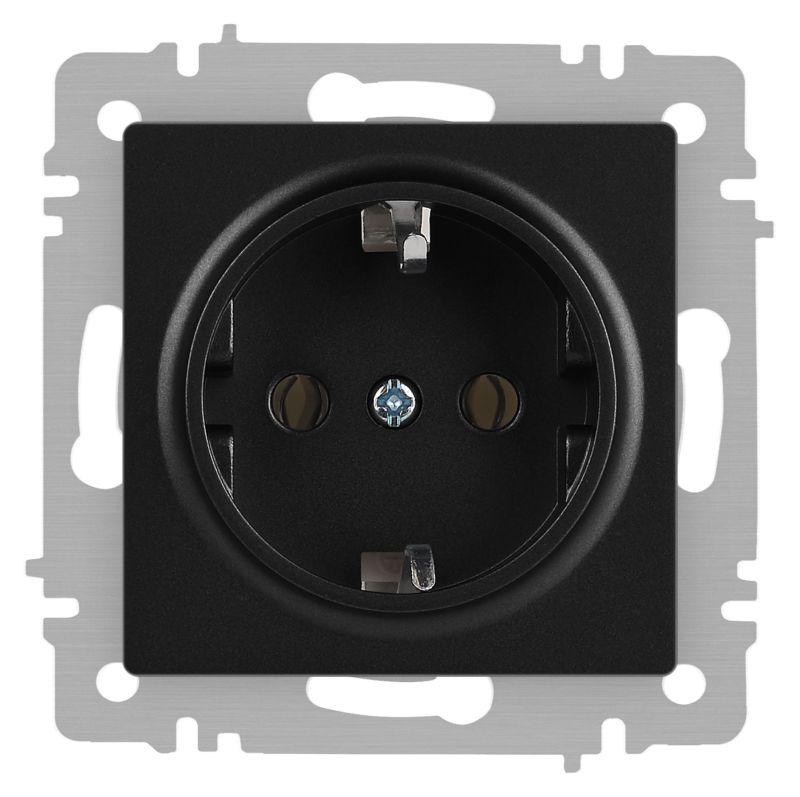 Розетка Accent 6-202-05 2P+E Schuko 16А-250В IP20 СУ антрацит Intro Б0063693