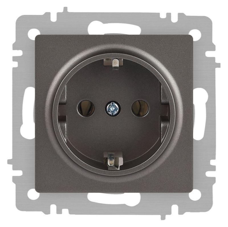 Розетка Accent 6-202-09 2P+E Schuko 16А-250В IP20 СУ титан Intro Б0063701