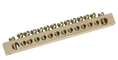 Шина PEN "земля-ноль" 6х9мм 14/2 (14групп/крепеж по краям) ИЭК YNN11-14-100