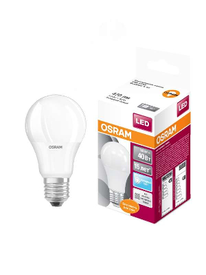 Лампа светодиодная LED STAR CLASSIC A 40 5.5W/865 5.5Вт грушевидная 6500К холод. бел. E27 470лм 220-240В матов. пласт. OSRAM 4052899971523