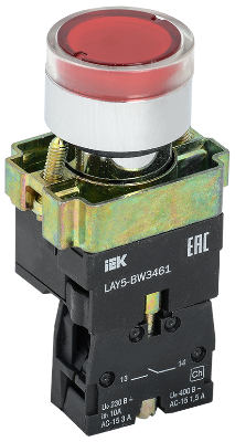 Кнопка LAY5-BW3461 с подсв. красн. 1з ИЭК BBT50-BW-K04