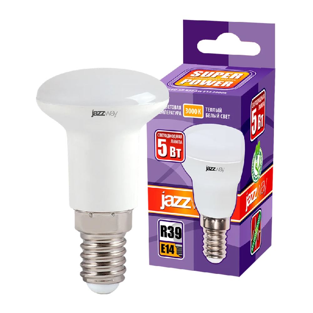 Лампа светодиодная PLED-SP R39 5Вт 3000К тепл. бел. E14 400лм 230В JazzWay 1033581